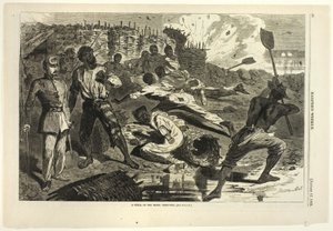 Un obus dans les tranchées rebelles