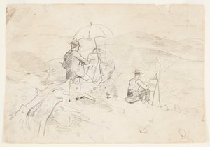 Artistes dessinant dans les Montagnes Blanches
