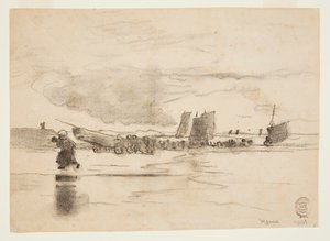 Plage à marée basse, Cullercoats, Angleterre - Winslow Homer