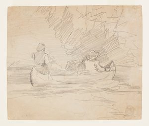 Canoë avec trois hommes - Winslow Homer