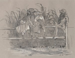 Enfants assis sur une clôture