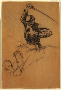 Dessin, soldat de cavalerie avec une épée à cheval, 1863 - Winslow Homer