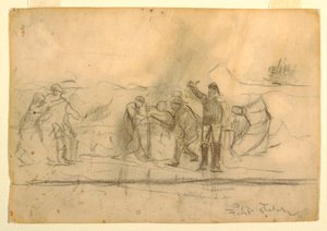Dessin, première esquisse pour "Le naufrage", 1885-86 - Winslow Homer