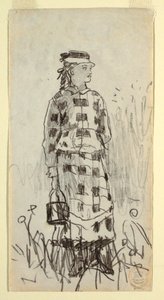 Dessin, fille avec un seau à lunch, 1879 - Winslow Homer