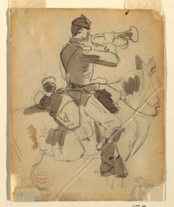 Dessin, clairon à cheval, 1862