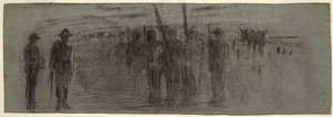 Dessin, officier et aide inspectant un escadron, peut-être 1864 - Winslow Homer