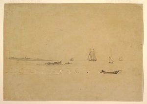 Dessin, pointe de terre avec un phare, vers 1880 - Winslow Homer