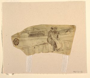Dessin, Deux femmes assises sur un mur, Cullercoats, Angleterre, 1881-82 - Winslow Homer