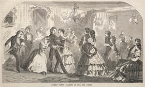 Fête de famille jouant au renard et aux oies