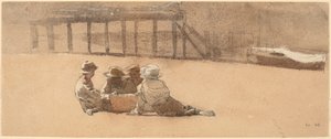 Quatre garçons sur une plage - Winslow Homer