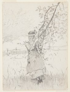 Fille tenant une branche de pommier - Winslow Homer