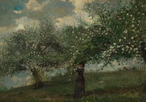 Fille cueillant des fleurs de pommier - Winslow Homer