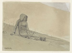 Fille assise sur une colline