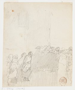 Hommes et femmes regardant la mer, Cullercoats, Angleterre