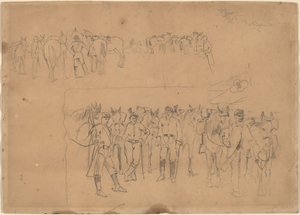 Officiers et chevaux au repos, 1864 - Winslow Homer