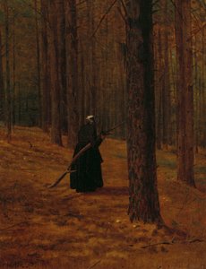 Vieille femme ramassant des broussailles