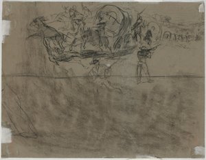Escarmouche impliquant un convoi de wagons (verso) - Winslow Homer