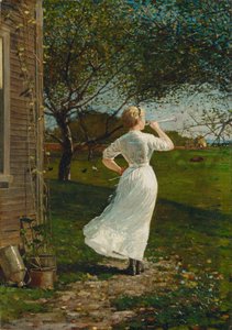 Le cor de dîner (Souffler le cor au bord de la mer) - Winslow Homer