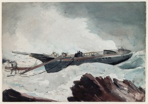 La goélette naufragée, vers 1900-10 (aquarelle et fusain sur papier) - Winslow Homer