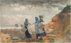 Trois filles de pêcheurs, Tynemouth - Winslow Homer