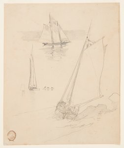 Trois croquis de goélettes