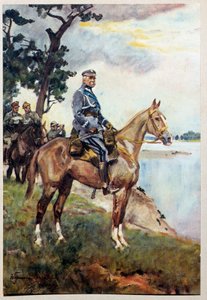 Portrait équestre du Maréchal Jozef Klemens Pilsudski sur son cheval favori Kasztanka