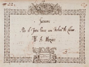 Frontispice de sonate pour fort-piano et violon par Mozart. - Wolfgang Amadeus Mozart