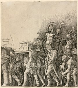 Le Triomphe de César : Soldats portant des trophées