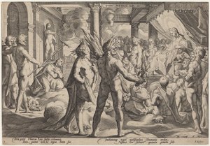 Phaéton demandant le char - Workshop of Hendrick Goltzius, after Hendrick Goltzius