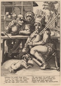 La cornemuse doit être remplie - Workshop of Hendrick Goltzius, after Karel van Mander I