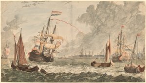 La rivière IJ à Amsterdam - Workshop of Johann Teyler after Jan van Call