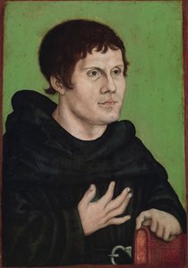 Allemand : Posthumes Bildnis Martin Luthers (1483-1546) als Augustinermönch Portrait posthume de Martin Luther en moine augustin - workshop of Lucas Cranach the Elder