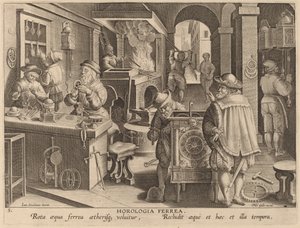 Horologia Ferrea (Horloges en Fer) - Workshop of Philip Galle after Jan van der Straet