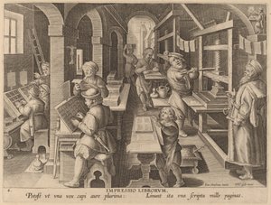 Impressio Liborum (Impression de livres) - Workshop of Philip Galle after Jan van der Straet