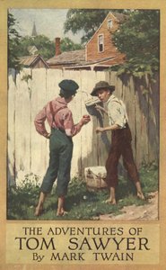 Couverture pour Les Aventures de Tom Sawyer de Mark Twain (1835 - 1910), pub. 1910 (lithographie en couleur)