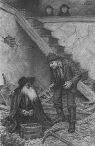 "Pard, il y a des milliers de dollars ici," dit Injun Joe (lithographie)