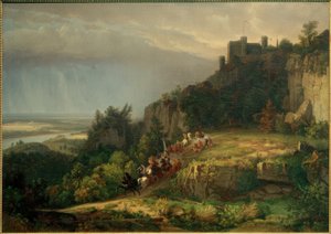 W.Whittredge, Combat devant le château (Château Drachenfels)