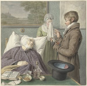 Médecin visitant une vieille femme malade au lit - Wybrand Hendriks (attributed to)