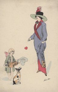 Un Cupidon mendiant payé avec un cœur par une grande fille à la mode - Xavier Sager