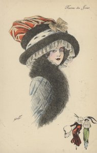 Reine du Jour, jolie fille avec un grand chapeau et une fraise