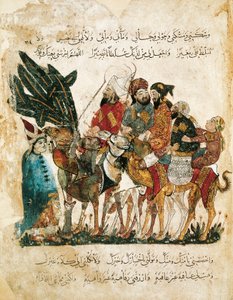 Caravane de commerçants arabes, miniature des Maqamat (Les Rencontres) d