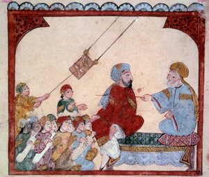 Le navigateur vagabond Abu-Zayd. Miniature des Maqamat (Séances) d