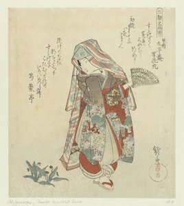 Femme avec des violettes