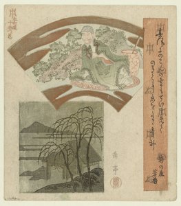 Un sage chinois et un paysage avec des saules - Yashima Gakutei