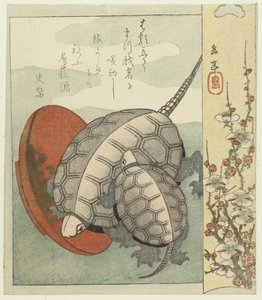 Tortues avec coupe de saké - Yashima Gakutei