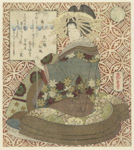 Femme assise avec pipe - Yashima Gakutei