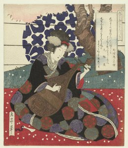 Femme accordant un biwa