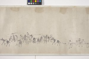 Cent ânes transportant du grain, rouleau à main, vers 1700 - Ye Yin