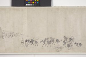 Cent ânes transportant du grain, rouleau à main, vers 1700 - Ye Yin