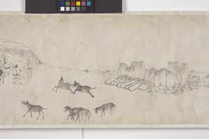 Cent ânes transportant du grain, rouleau à main, vers 1700 - Ye Yin